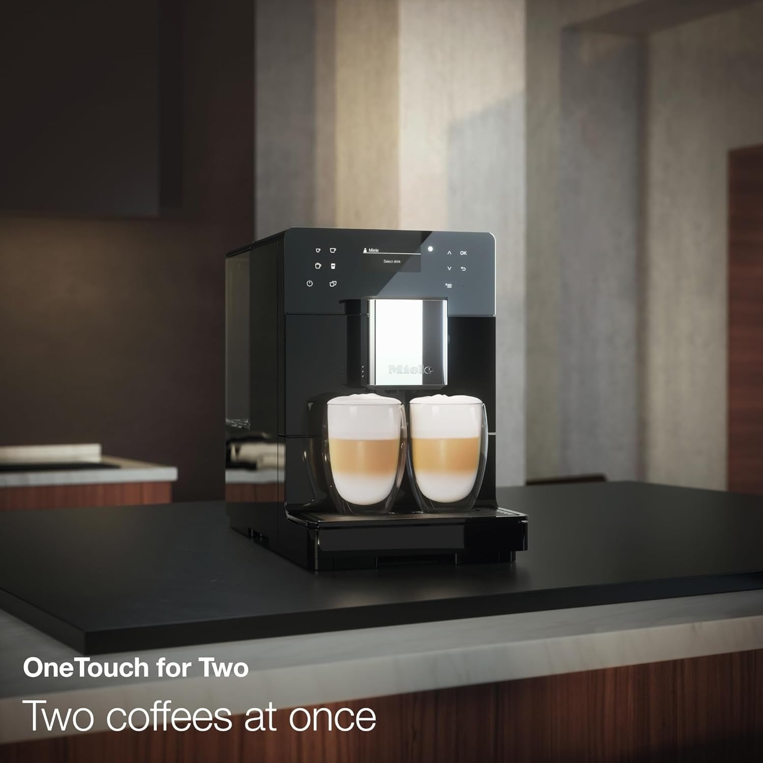 Miele CM 5310 Silence – Automatic coffee machine with OneTouch for Two, Aromatic System, coffee maker, cleaning programs and more, in obsidian black