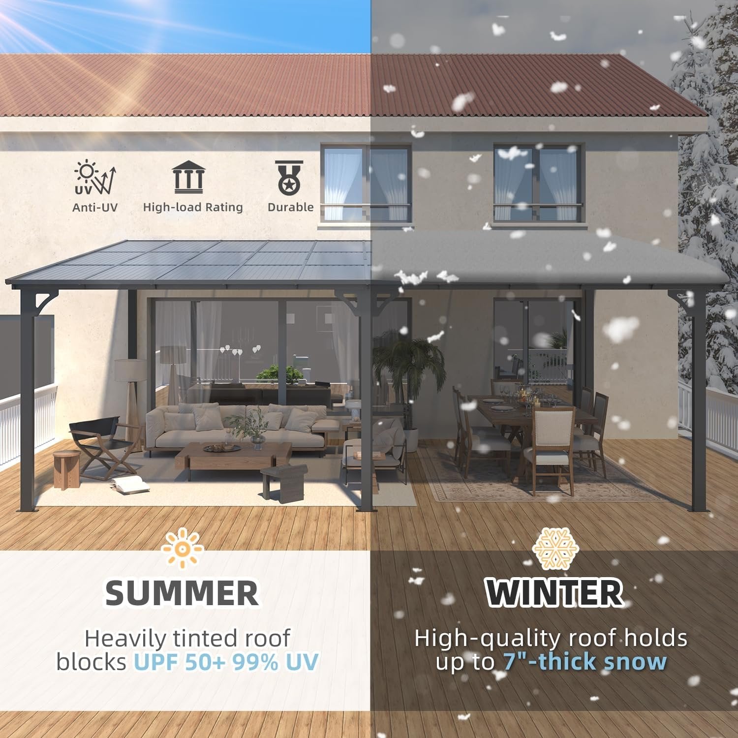 Aecojoy 20’x12′ Wall Mounted Gazebos Pergola