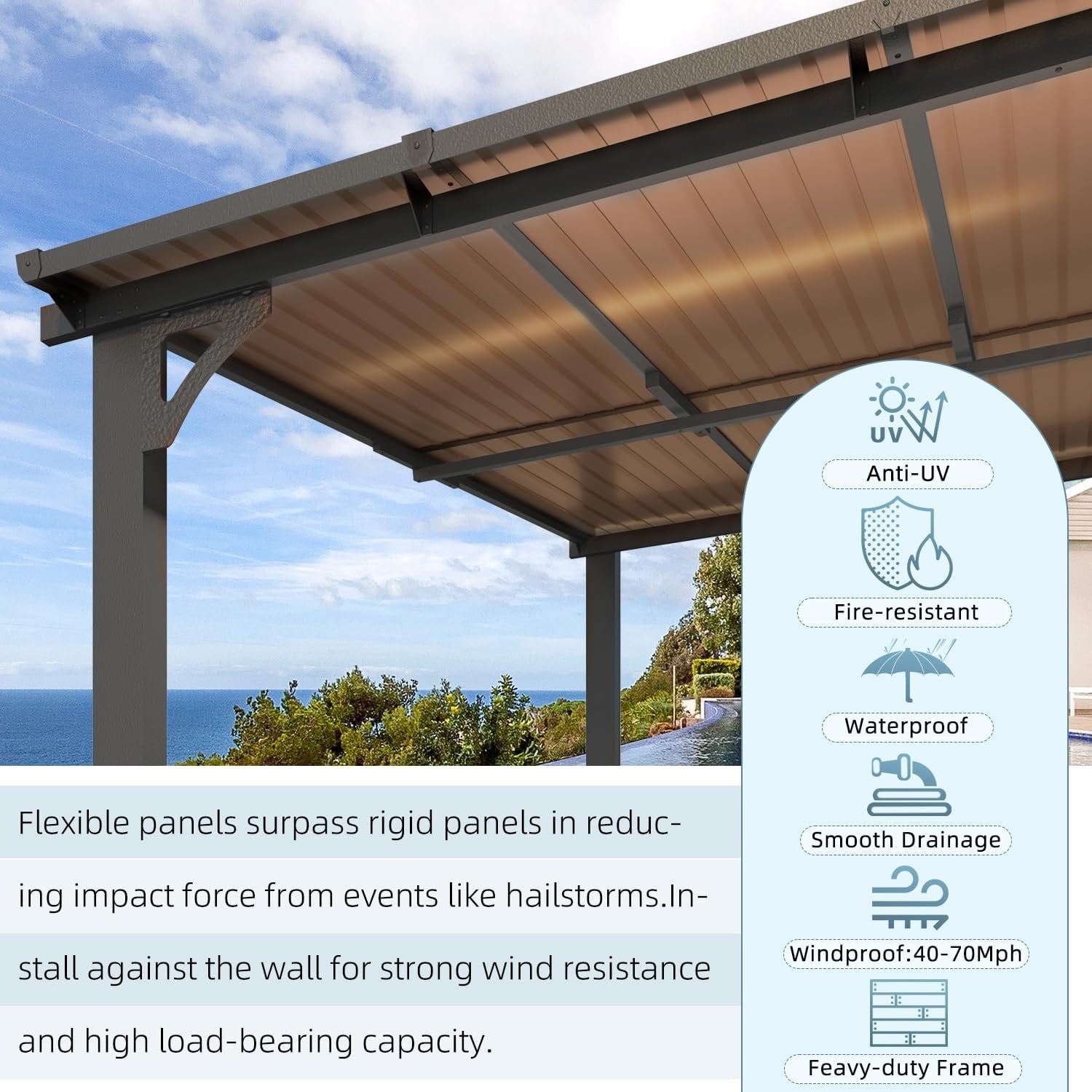 Aecojoy 14×12 ft Aluminum Pergola with Canopy