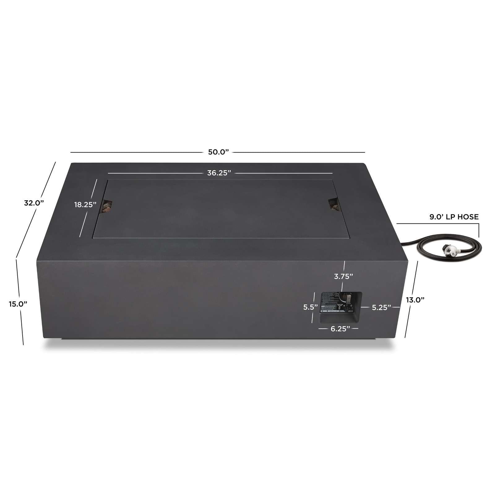 Real Flame Aegean 50″ Rectangle Propane Gas Outdoor Fire Table