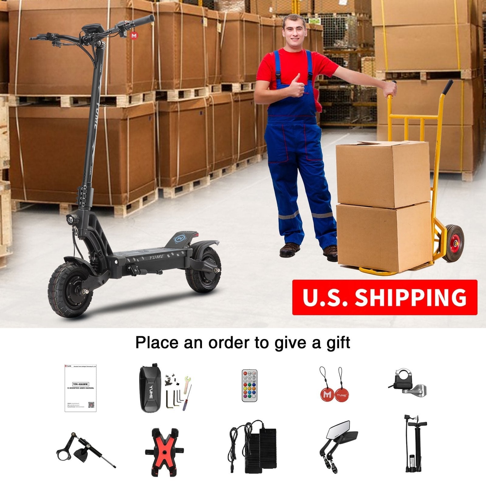 M YUME SCOOTER Hawk Dual Motor Electric Scooters for Adults 2400W 43MPH 43Miles Long Rang E-Scooter