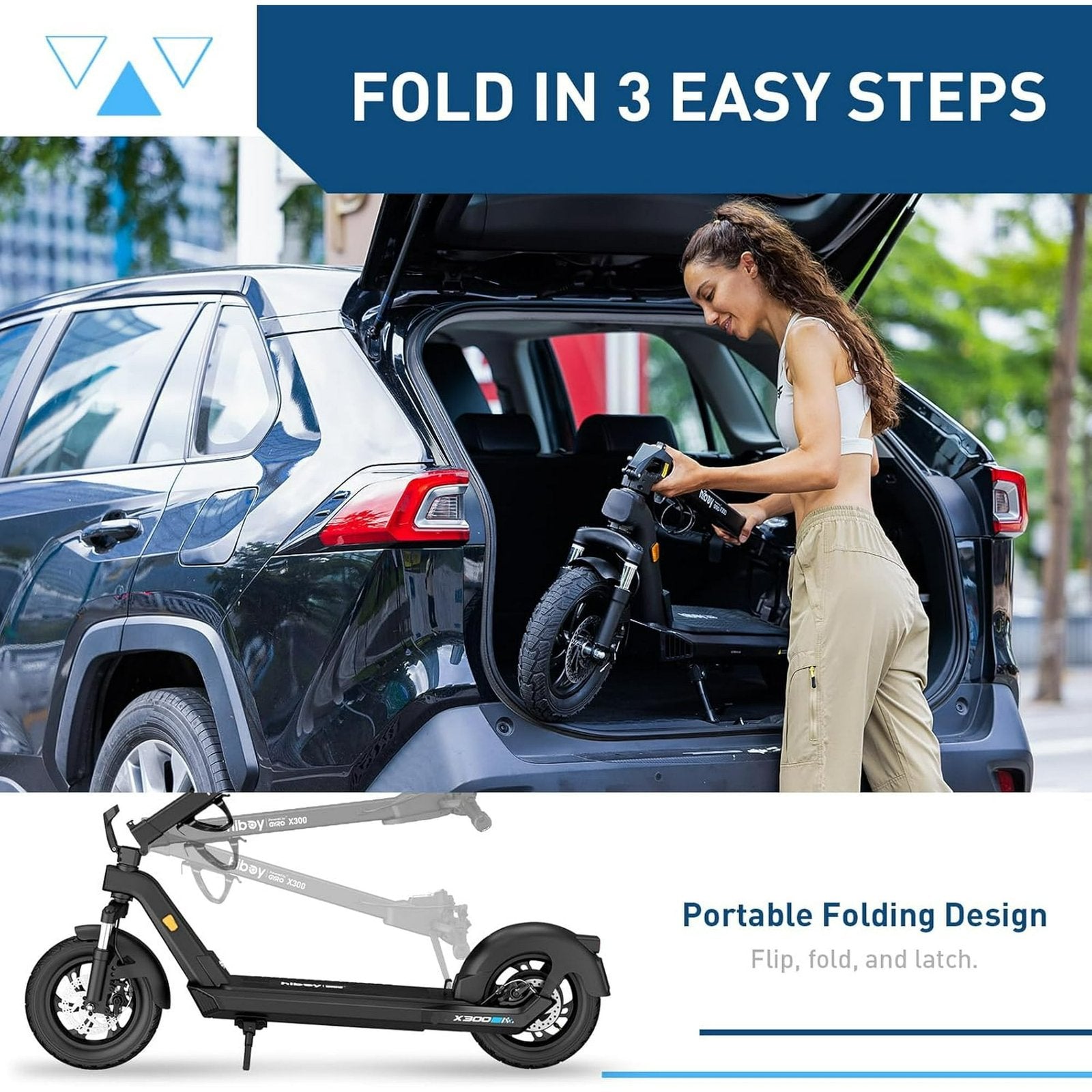 Hiboy X300 Electric Scooter, 700W Peak Motor, 12″ Pneumatic Tires, 23 Mph & 38 Miles Range, Folding Commuter Electric Scooter for Adults