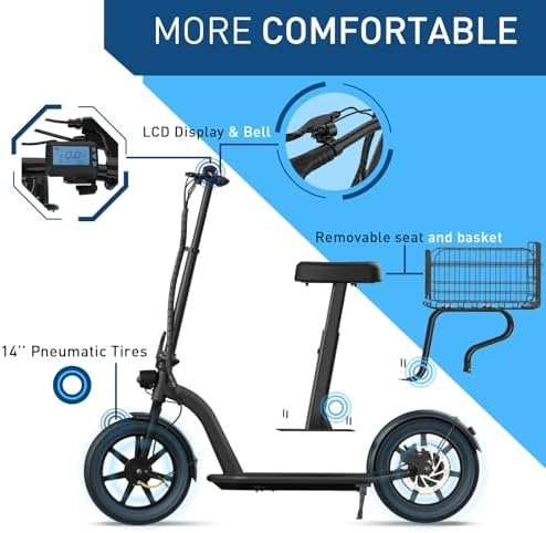 Hiboy MAX Pro Electric Scooter, 46.6 Mi Long Range, 22 MPH Power by 650W MAX Motor, 11” Pneumatic Tires, Split Hub Design, Dual Suspension, 265lbs MAX Load, Commuting Electric Scooter for Adults