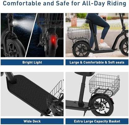 Hiboy MAX Pro Electric Scooter, 46.6 Mi Long Range, 22 MPH Power by 650W MAX Motor, 11” Pneumatic Tires, Split Hub Design, Dual Suspension, 265lbs MAX Load, Commuting Electric Scooter for Adults