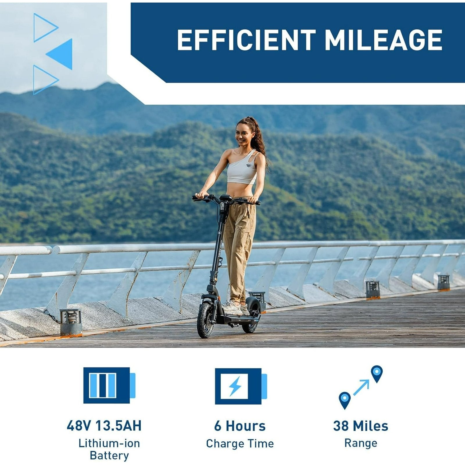 Hiboy X300 Electric Scooter, 700W Peak Motor, 12″ Pneumatic Tires, 23 Mph & 38 Miles Range, Folding Commuter Electric Scooter for Adults