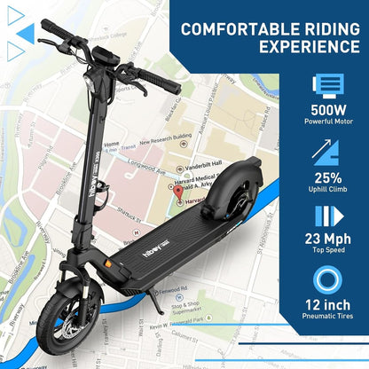 Hiboy X300 Electric Scooter, 700W Peak Motor, 12″ Pneumatic Tires, 23 Mph & 38 Miles Range, Folding Commuter Electric Scooter for Adults
